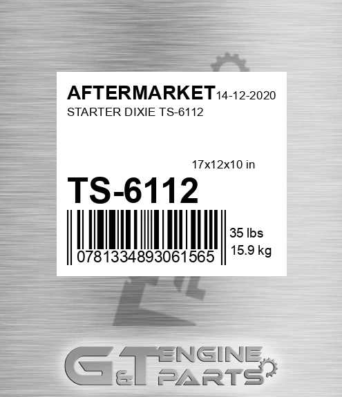 TS-6112 Starter Dixie Ts-6112 for AFTERMARKET