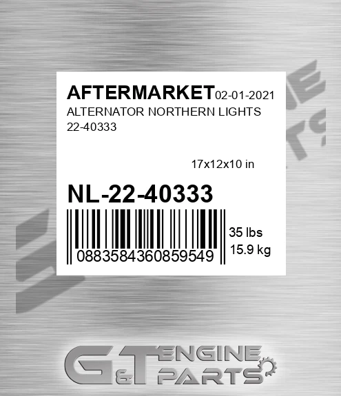 NL-22-40333 Alternator Northern Lights 22-40333 for AFTERMARKET
