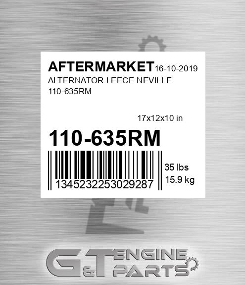 110-635RM Alternator Leece Neville 110-635rm for AFTERMARKET