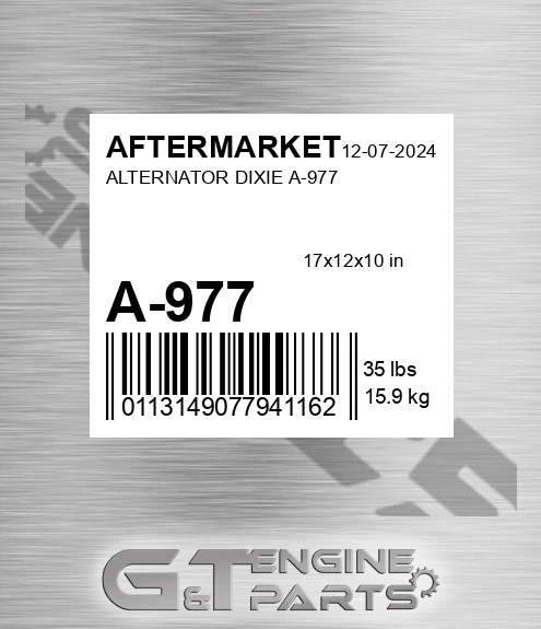 A-977 Alternator Dixie A-977 for AFTERMARKET