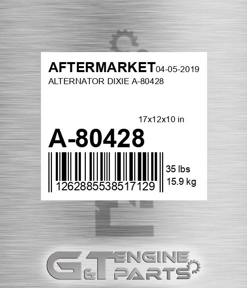 A-80428 Alternator Dixie A-80428 for AFTERMARKET