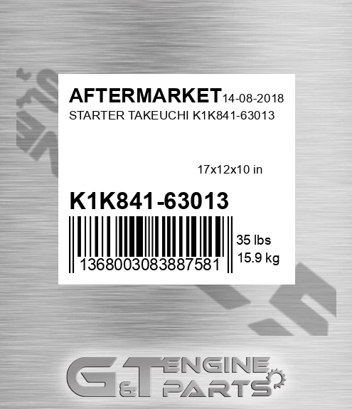 K1K841-63013 Starter Takeuchi K1k841-63013 for AFTERMARKET