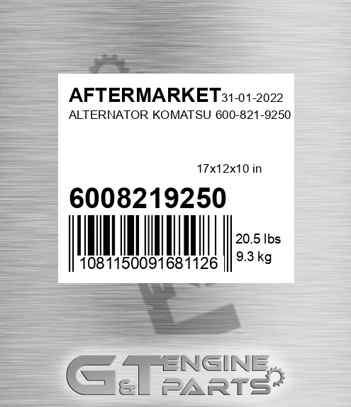 6008219250 Alternator Komatsu for AFTERMARKET