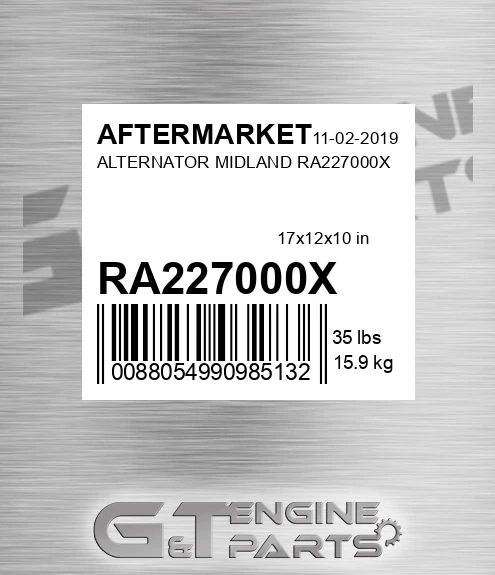 RA227000X Alternator Midland for AFTERMARKET