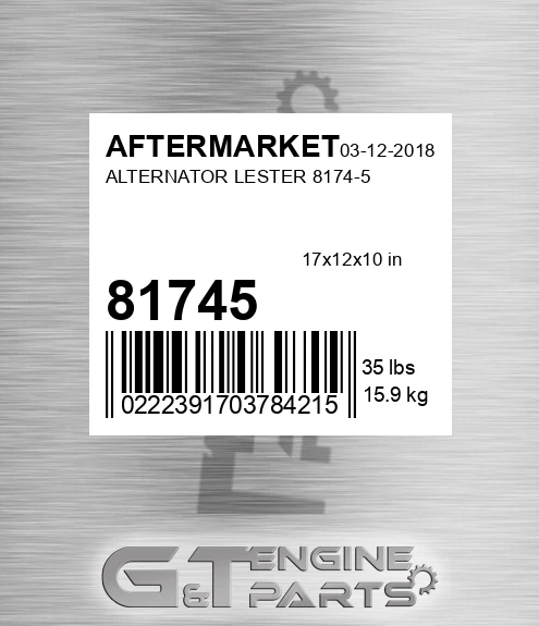 81745 Alternator Lester for AFTERMARKET