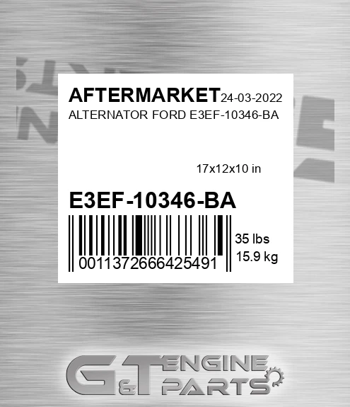 E3EF-10346-BA Alternator Ford E3ef-10346-ba for AFTERMARKET