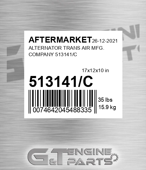 513141/C Alternator Trans Air Mfg. Company for AFTERMARKET