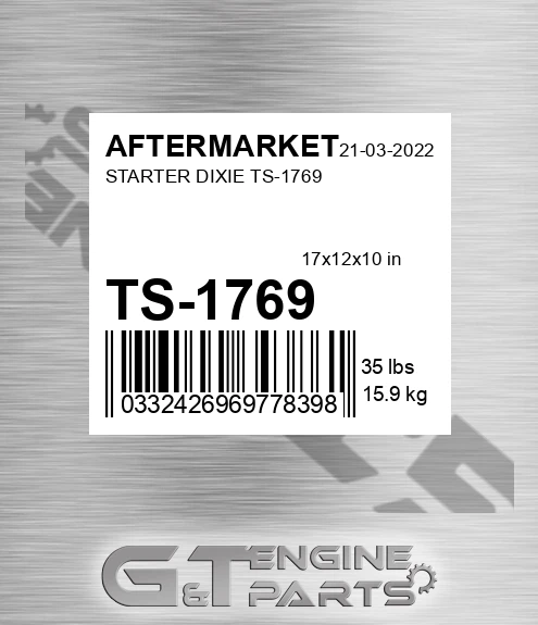 TS-1769 Starter Dixie Ts-1769 for AFTERMARKET