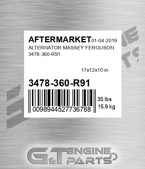 3478-360-R91 Alternator Massey Ferguson 3478-360-r91 for AFTERMARKET