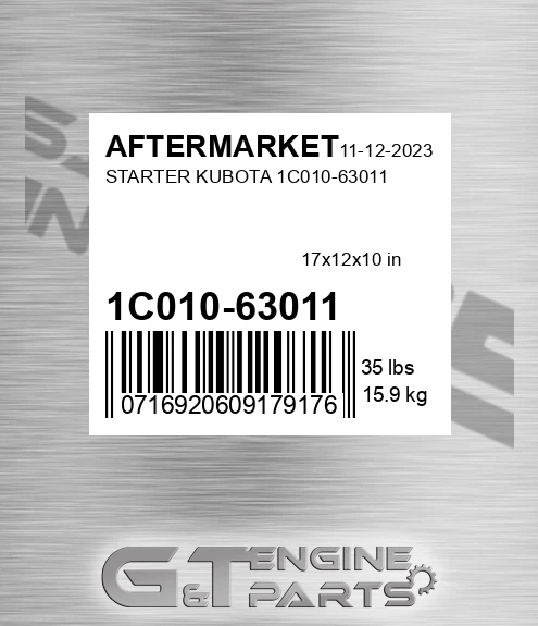 1C010-63011 Starter Kubota 1c010-63011 for AFTERMARKET