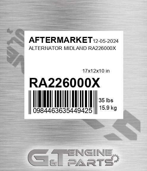 RA226000X Alternator Midland for AFTERMARKET