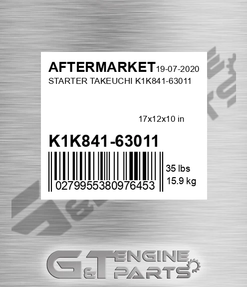 K1K841-63011 Starter Takeuchi K1k841-63011 for AFTERMARKET