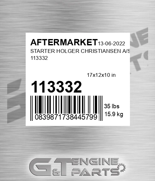 113332 Starter Holger Christiansen A/s for AFTERMARKET
