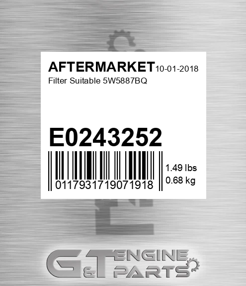 E0243252 AFTERMARKET Filter Suitable 5w5887bq