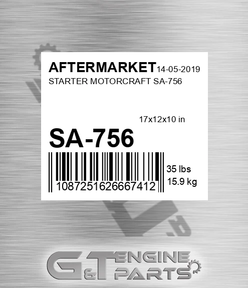 SA-756 Starter Motorcraft Sa-756 for AFTERMARKET