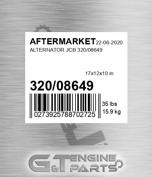 320/08649 Alternator Jcb for AFTERMARKET