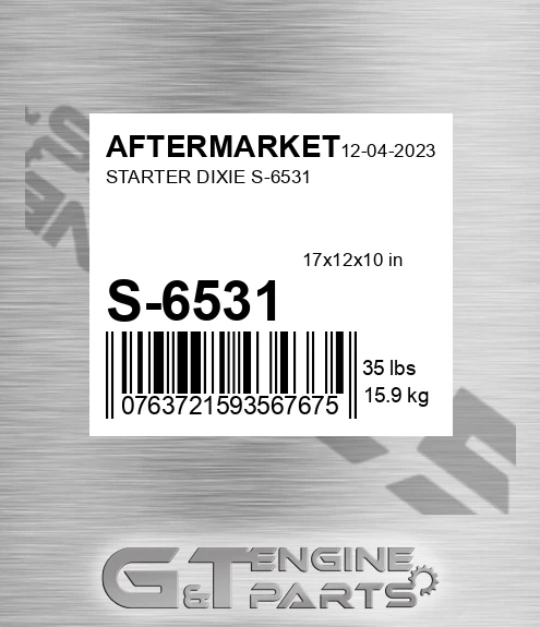 S-6531 Starter Dixie S-6531 for AFTERMARKET