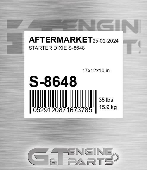 S-8648 Starter Dixie S-8648 for AFTERMARKET