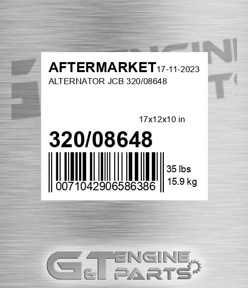 320/08648 Alternator Jcb for AFTERMARKET