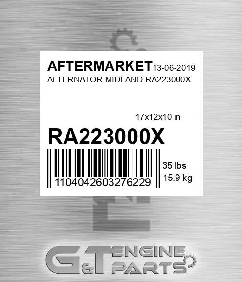 RA223000X Alternator Midland for AFTERMARKET