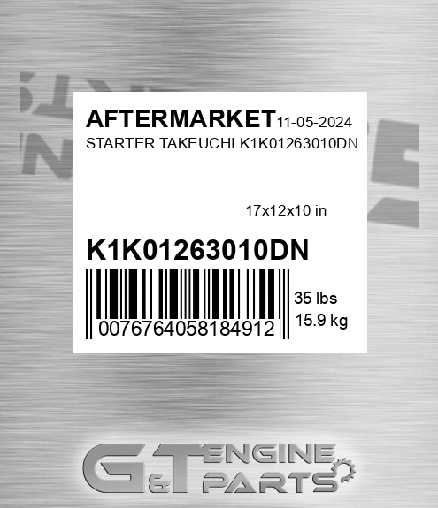 K1K01263010DN Starter Takeuchi K1k01263010dn for AFTERMARKET