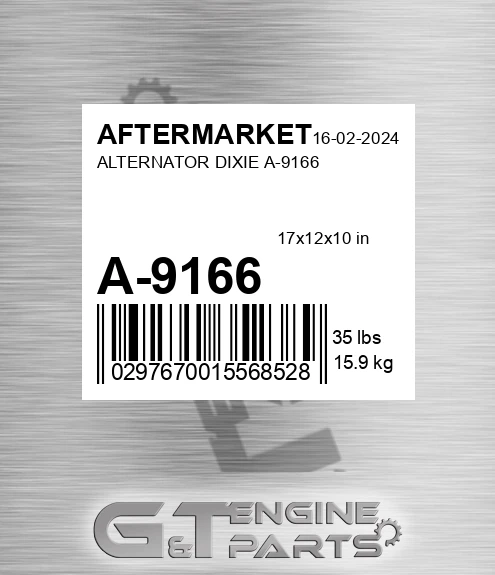 A-9166 Alternator Dixie A-9166 for AFTERMARKET