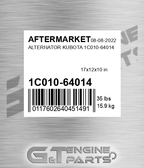 1C010-64014 Alternator Kubota 1c010-64014 for AFTERMARKET