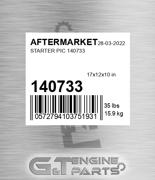140733 Starter Pic 140733 for AFTERMARKET