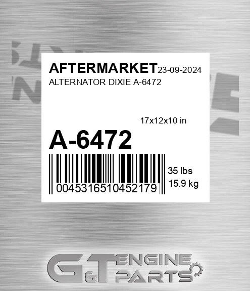 A-6472 Alternator Dixie A-6472 for AFTERMARKET