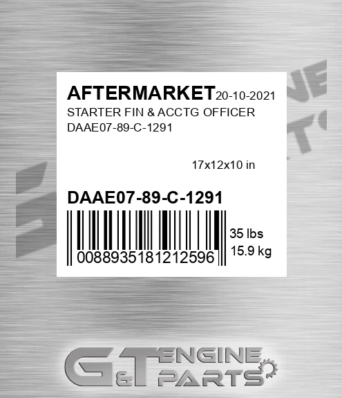 DAAE07-89-C-1291 Starter Fin & Acctg Officer Daae07-89-c-1291 for AFTERMARKET