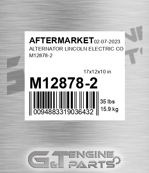 M12878-2 Alternator Lincoln Electric Co M12878-2 for AFTERMARKET