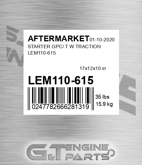 LEM110-615 Starter Gpc/ T W Traction Lem110-615 for AFTERMARKET