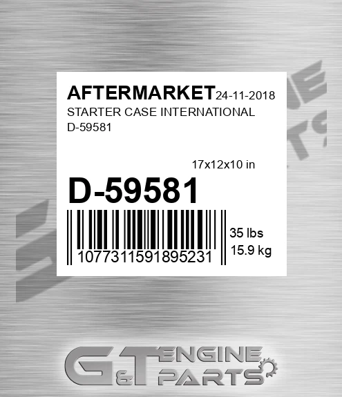 D-59581 Starter Case International D-59581 for AFTERMARKET