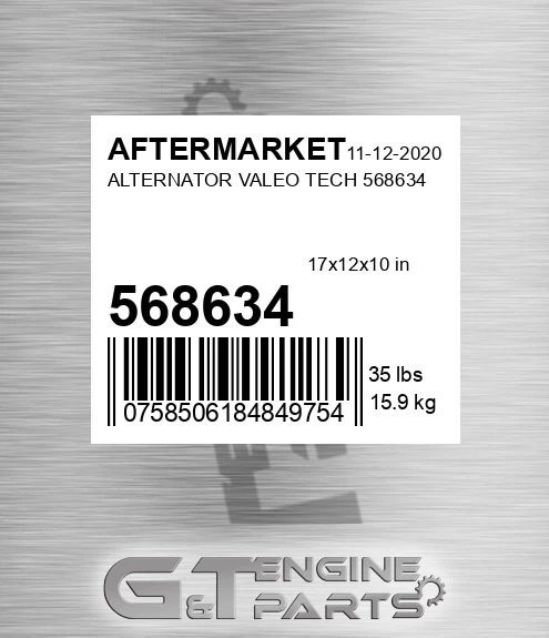 568634 Alternator Valeo Tech for AFTERMARKET