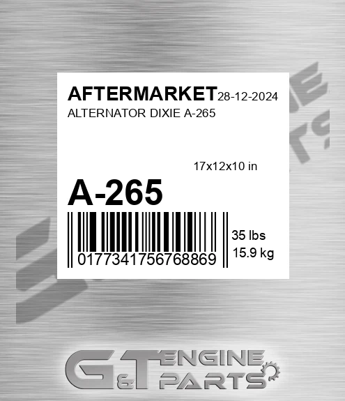A-265 Alternator Dixie A-265 for AFTERMARKET