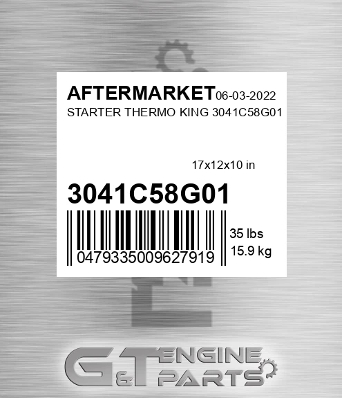 3041C58G01 Starter Thermo King for AFTERMARKET