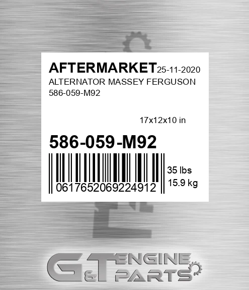 586-059-M92 Alternator Massey Ferguson 586-059-m92