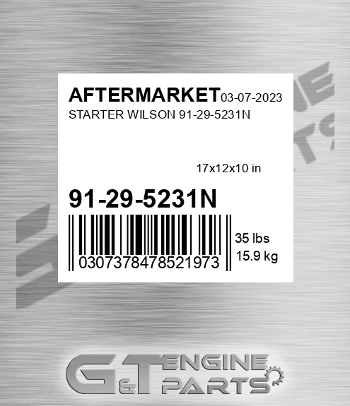 91-29-5231N Starter Wilson 91-29-5231n for AFTERMARKET