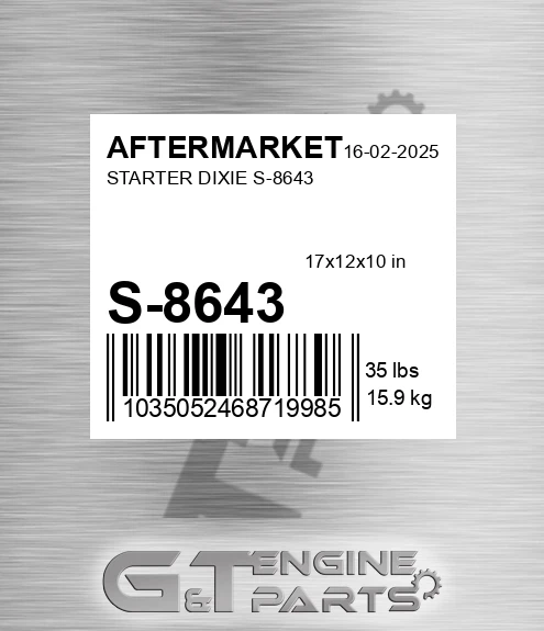 S-8643 Starter Dixie S-8643 for AFTERMARKET