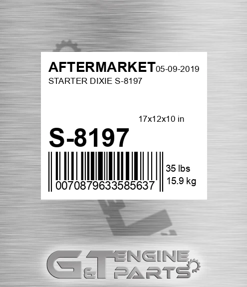 S-8197 Starter Dixie S-8197 for AFTERMARKET