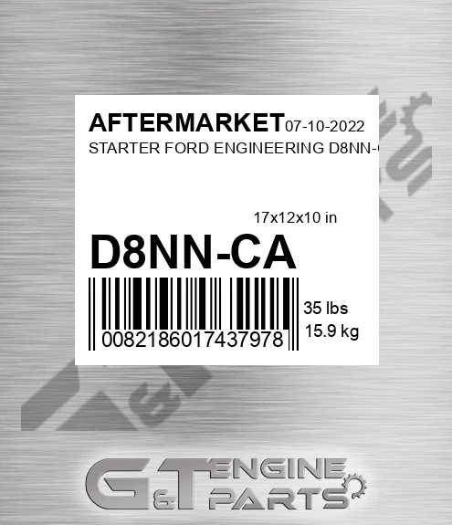 D8NN-CA Starter Ford Engineering D8nn-ca for AFTERMARKET