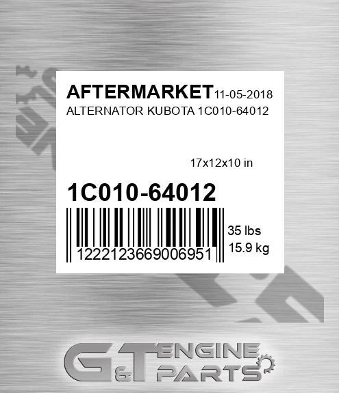 1C010-64012 Alternator Kubota 1c010-64012 for AFTERMARKET