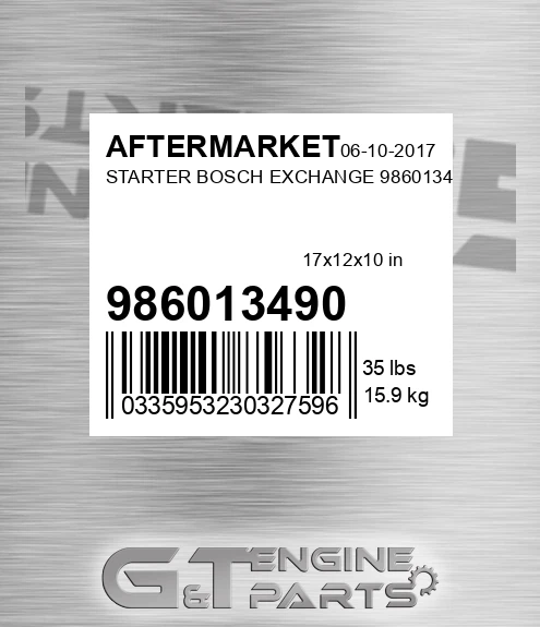 986013490 AFTERMARKET Starter Bosch Exchange