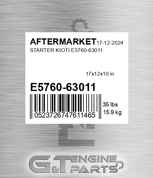 E5760-63011 Starter Kioti E5760-63011 for AFTERMARKET