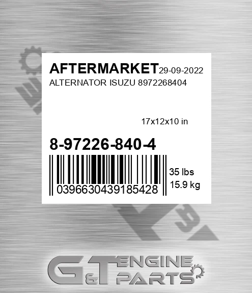 8-97226-840-4 Alternator Isuzu 8972268404 for AFTERMARKET