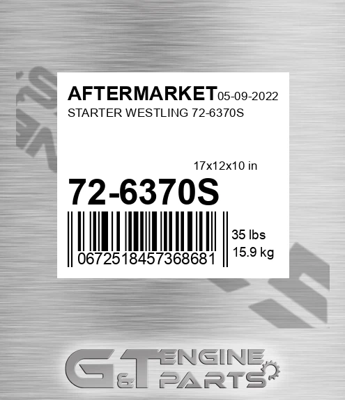 72-6370S Starter Westling 72-6370s for AFTERMARKET