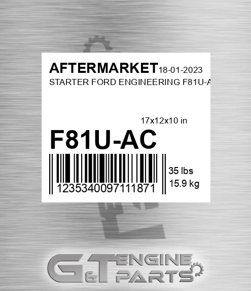 F81U-AC Starter Ford Engineering F81u-ac for AFTERMARKET