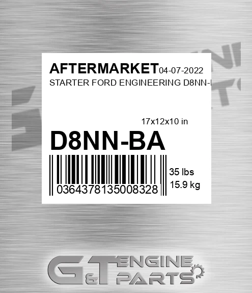 D8NN-BA Starter Ford Engineering D8nn-ba for AFTERMARKET