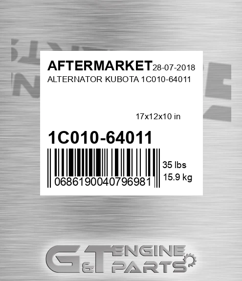 1C010-64011 Alternator Kubota 1c010-64011 for AFTERMARKET