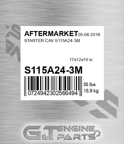 S115A24-3M Starter Cav S115a24-3m for AFTERMARKET